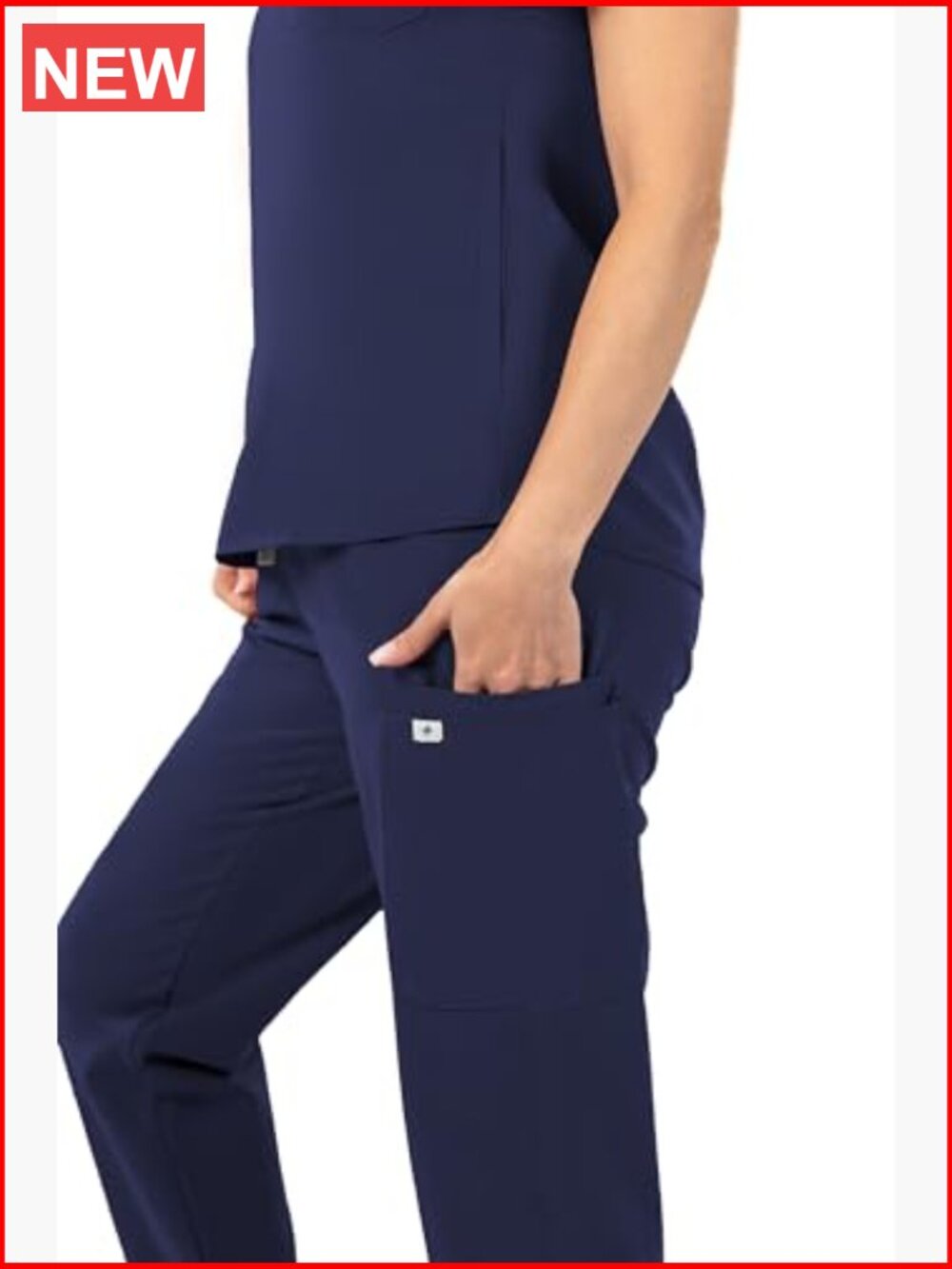 Stand-Up Collar Scrub Top & Jogger Pants Set 11 Pockets Sleeveless - Picture 5 of 6